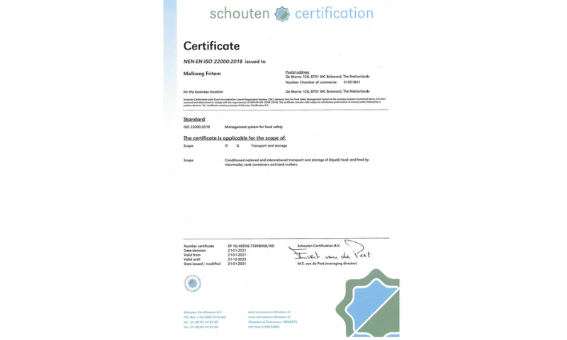 Certificaat ISO 22000 2018(1)